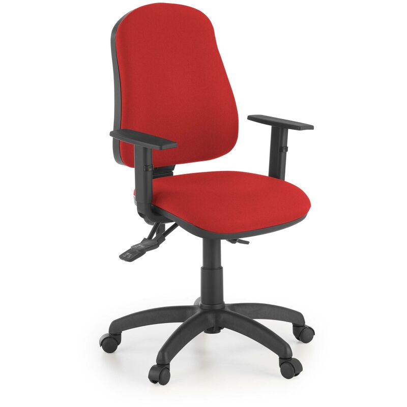 

Silla de oficina operativa Eco2 con brazos, tapizado Bondai rojo - rojo