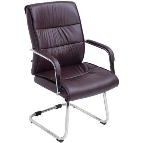 Silla de oficina para visitas con reposabrazos ergonómicos en piel sintética marrón estructura de metal cromado 100007750