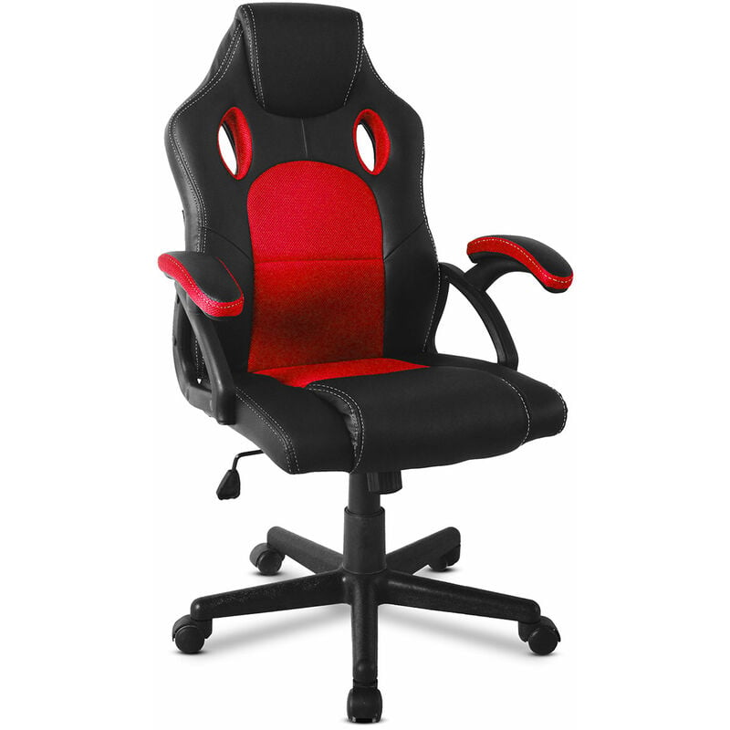 

Silla de oficina gaming y ergonomica, silla gamer para escritorio y ordenador con altura regulable, respaldo ajustable y reposabrazos acolchados,