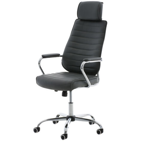 Silla de Oficina Rako de Cuero Sintético Gris