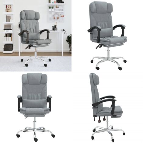 Silla de oficina reclinable con masaje de tela gris claro - Masaje en silla - Silla con masaje
