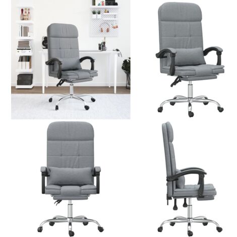 Silla de oficina reclinable con masaje de tela gris claro - Masaje en silla - Silla de oficina con masaje
