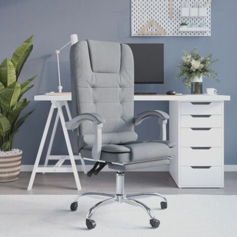 Silla de oficina reclinable con masaje de tela gris claro vidaXL
