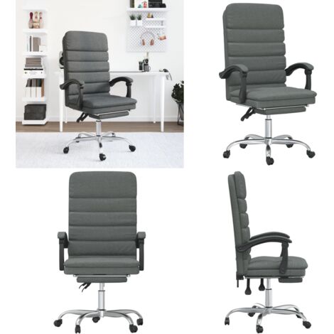 Silla de oficina reclinable con masaje de tela gris oscuro - Masaje en silla - Silla con masaje