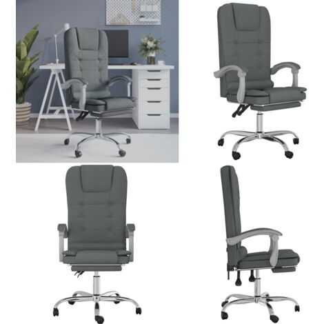 Silla de oficina reclinable con masaje de tela gris oscuro - Masaje en silla - Silla de oficina con masaje