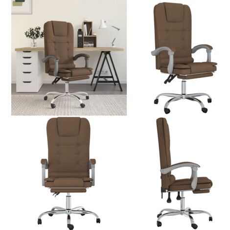 Silla de oficina reclinable con masaje de tela marrón - Masaje en silla - Silla con masaje