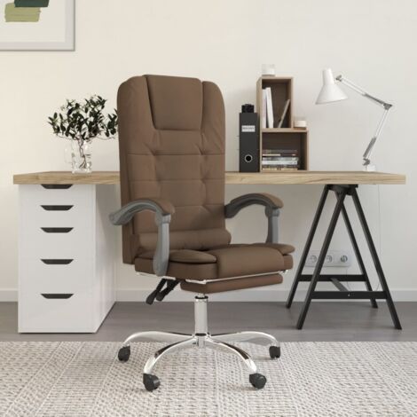 Silla de oficina reclinable con masaje de tela marrón vidaXL