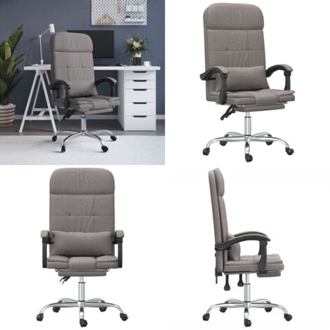 Silla de oficina reclinable con masaje tela gris taupé - Masaje en silla - Silla de oficina con masaje
