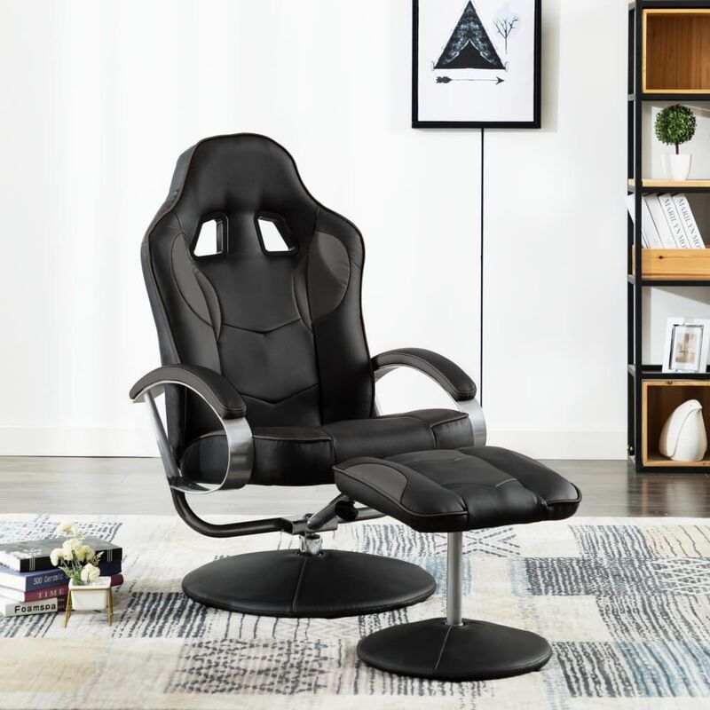 

Silla de oficina reclinable con reposapiés cuero sintético gris