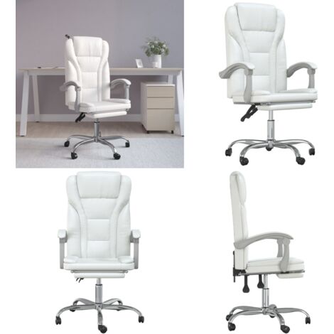 Silla de oficina reclinable cuero sintético blanco - Silla de oficina cuero sintético - Silla de oficina giratoria