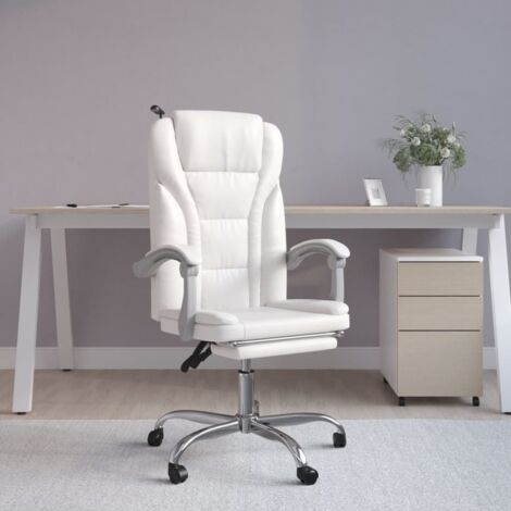 Silla de oficina reclinable cuero sintético blanco vidaXL