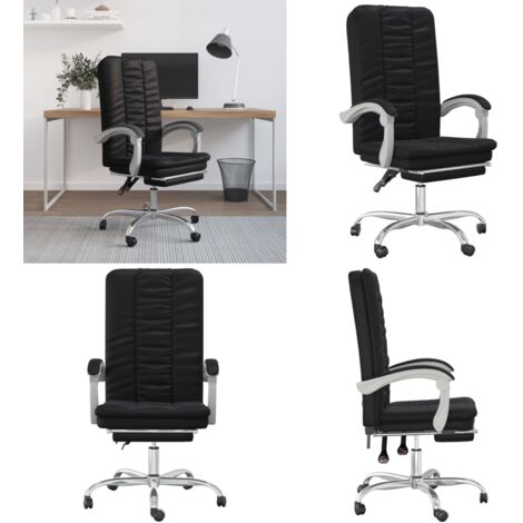 Silla de oficina reclinable cuero sintético negro - Silla de oficina cuero sintético - Silla de oficina moderna