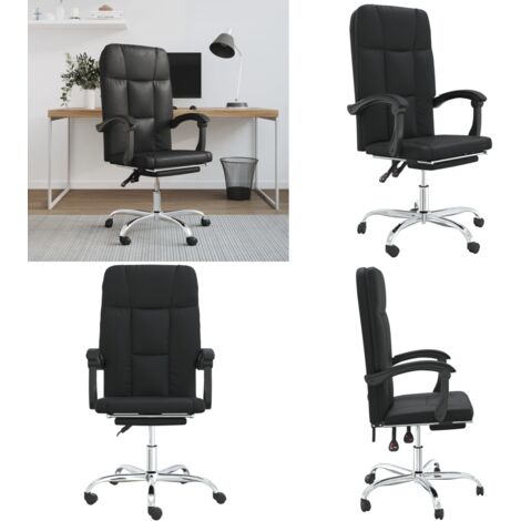 Silla de oficina reclinable cuero sintético negro - Silla de oficina cuero sintético - Silla de oficina moderna