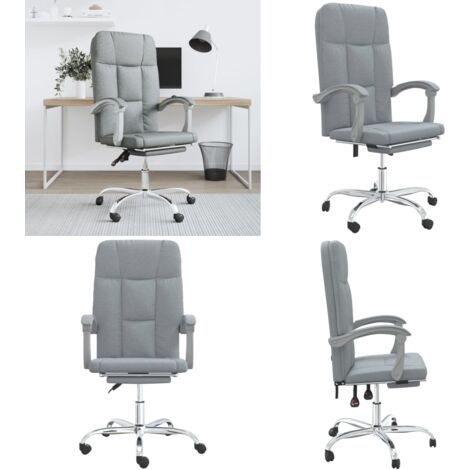 Silla de oficina reclinable de tela gris claro - Silla de oficina gris claro - Silla de oficina con respaldo ajustable