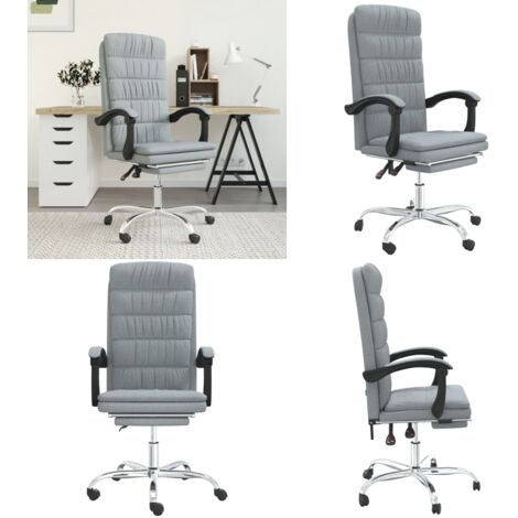 Silla de oficina reclinable de tela gris claro - Silla de oficina gris claro - Silla de oficina con respaldo ajustable