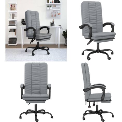 Silla de oficina reclinable de tela gris claro - Silla de oficina gris claro - Silla de oficina moderna
