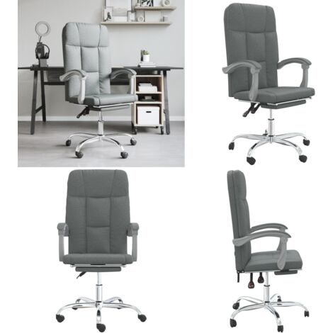 Silla de oficina reclinable de tela gris oscuro - Silla de oficina gris oscuro - Silla de oficina con respaldo ajustable