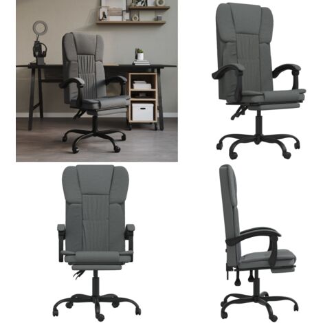 Silla de oficina reclinable de tela gris oscuro - Silla de oficina gris oscuro - Silla de oficina con respaldo ajustable