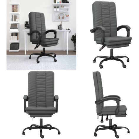 Silla de oficina reclinable de tela gris oscuro - Silla de oficina gris oscuro - Silla de oficina con respaldo ajustable