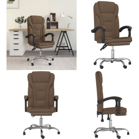 Silla de oficina reclinable de tela marrón - Silla de oficina marrón - Silla de oficina con respaldo ajustable