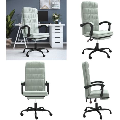 Silla de oficina reclinable de terciopelo gris claro - Silla de oficina gris claro - Silla de oficina con respaldo ajustable