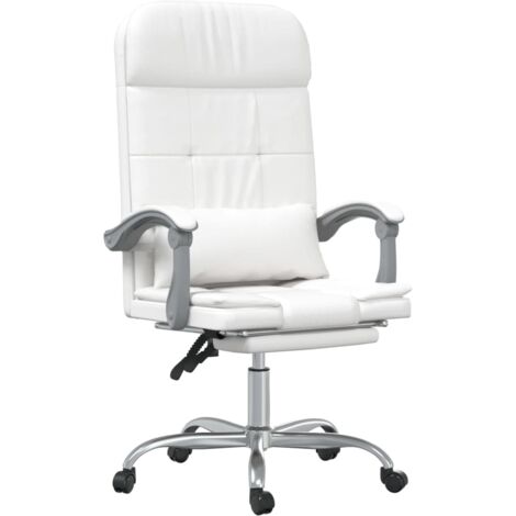 Silla de oficina reclinable masaje cuero sintético blanco vidaXL