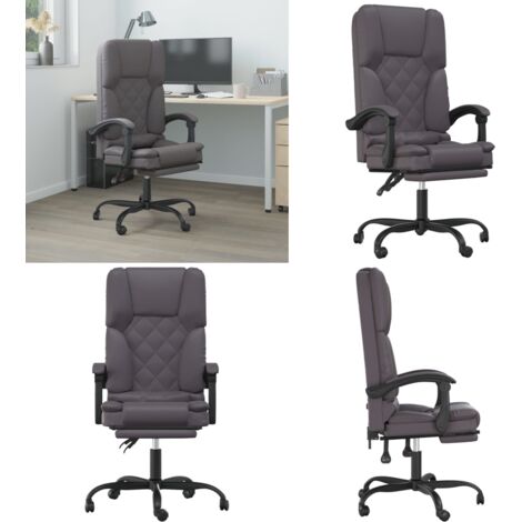 Silla de oficina reclinable masaje cuero sintético gris - Masaje en silla - Silla de oficina con masaje