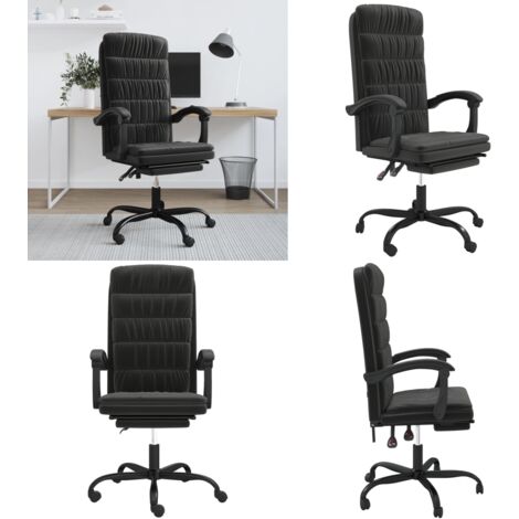Silla de oficina reclinable terciopelo negro - Silla de oficina - Silla de oficina terciopelo