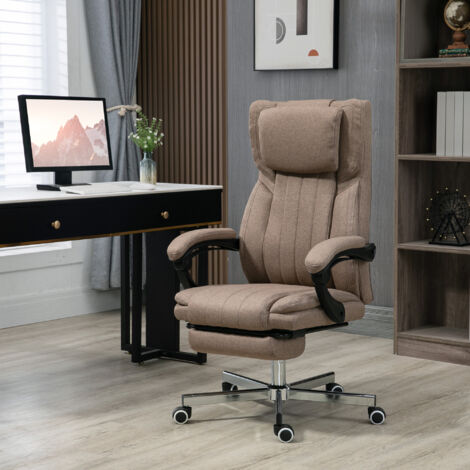 Silla de Oficina Reclinable y Giratoria  con 6 Puntos de Masaje Vibratorio con Mando de Control 65x61x108-118 cm Marrón