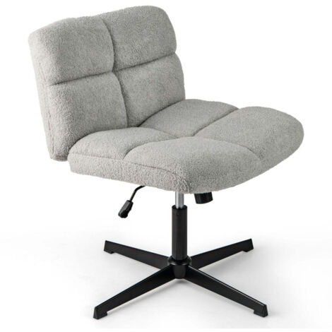Silla de oficina regulable 64 x 52 x 43-57 cm asiento ancho giro de 360° diseño contemporáneo en piel sintética gris 200010948