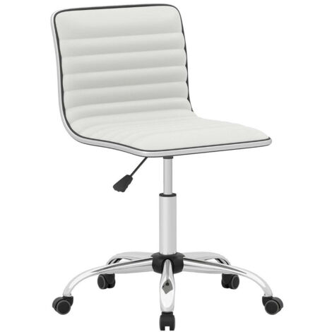 Silla de oficina regulable con asiento giratorio 51 x 45 x 82-965 cm confort óptimo diseño moderno en piel sintética blanca 200011081