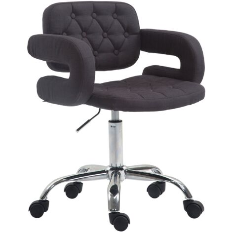 Silla de oficina regulable en altura con respaldo giratorio y reposabrazos en tejido negro BUR10435
