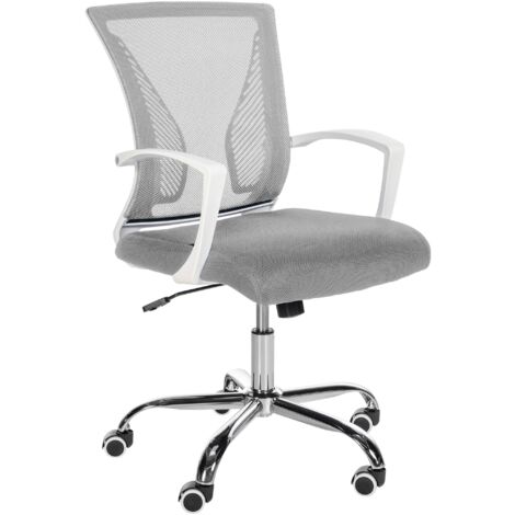 Silla de oficina regulable en altura con revestimiento de malla transpirable de microfibra gris, patas de metal cromado 100002690