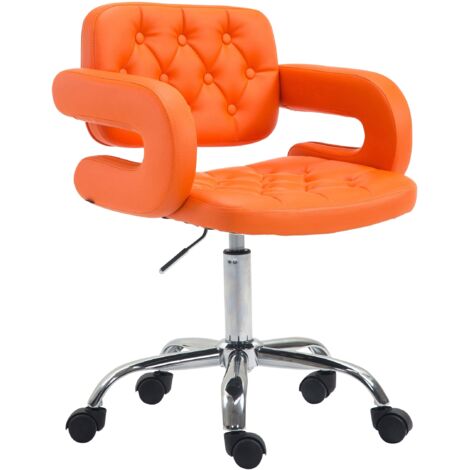 Silla de oficina regulable en altura giratoria respaldo acolchado y reposabrazos moderna sintética naranja BUR10418