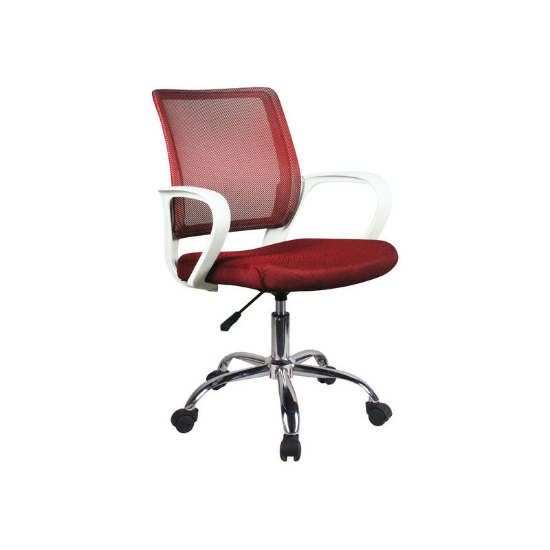 

Silla de oficina en rojo, con sistema basculante, estructura blanca y cromo. - Rojo