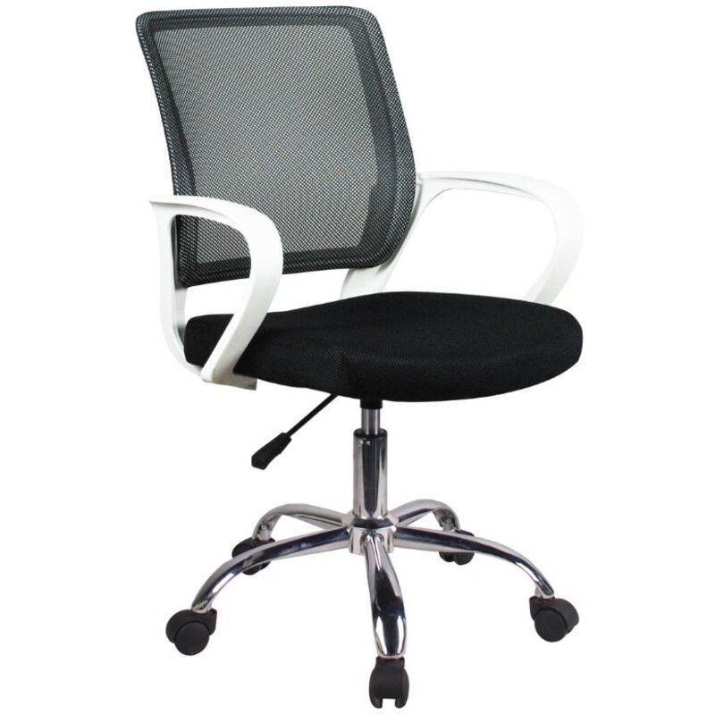

Silla de oficina en negro, con sistema basculante, estructura blanca y cromo. - Negro