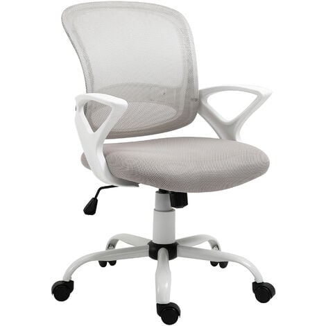 VINSETTO Silla de Oficina Ergonómica Silla de Escritorio Basculante con Altura Ajustable Giratorio 360° y Soporte Lumbar Malla Transpirable 61x61x89-99cm Gris