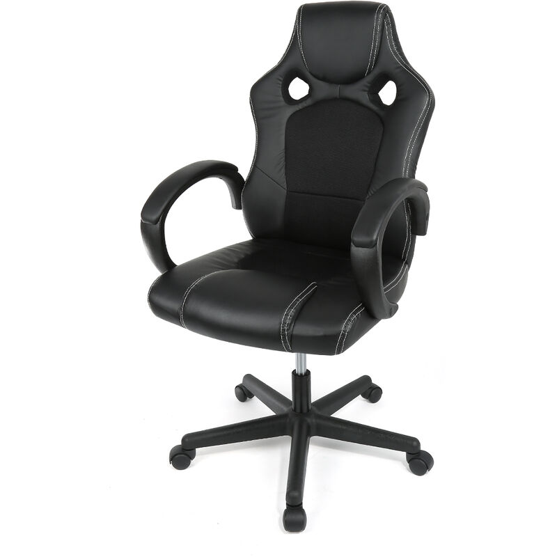 

Silla de oficina - Silla de gaming de cuero sintético - Negro - Rétro