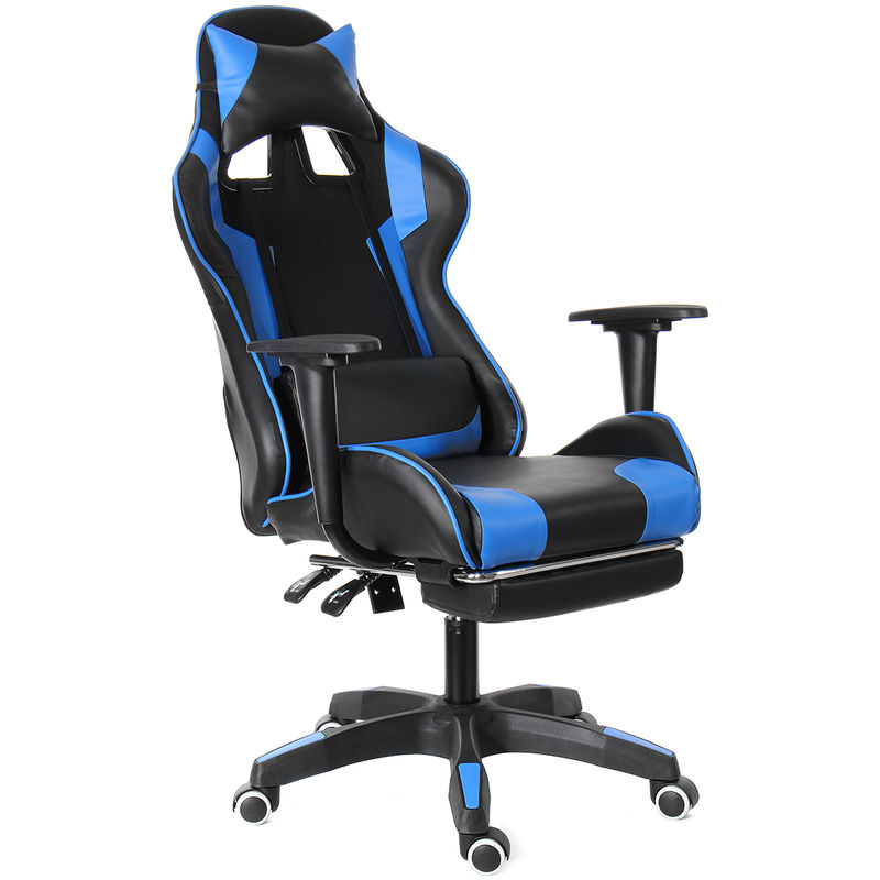 

Silla Gamer, Silla de Oficina, Silla de Videojuego para Estudio, Escritorio, Estilo Ergonómico Reclinable 155 ° Azul (Versión Mejorada)