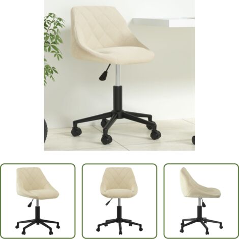 Silla de oficina -  Silla de oficina giratoria de terciopelo crema