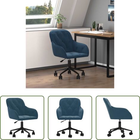 Silla de oficina -  Silla de oficina giratoria terciopelo azul