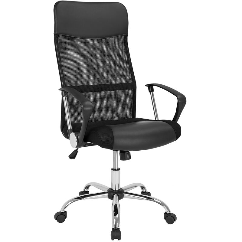 

Casaria Silla de Oficina giratoria 360° con ruedas altura ajustable y función de balanceo Blanca-Negra Negro - Negro