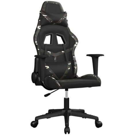 Silla de oficina silla gaming con ruedas reposabrazos diseño camuflaje en PVC verde DEC025966