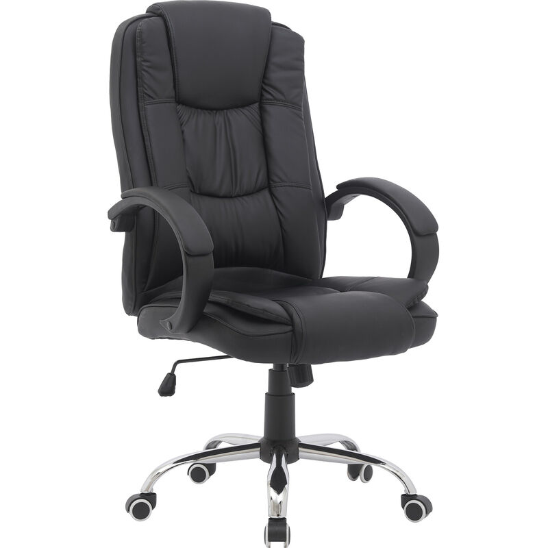 

Silla de oficina silla giratoria asiento acolchado para computadora respaldo ergonómico grueso con reposabrazos ruedas regulables en altura 62W x 52D