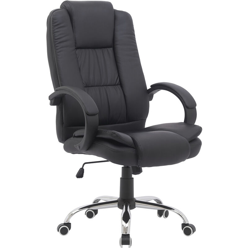 

Silla de oficina silla giratoria asiento acolchado para computadora respaldo ergonómico grueso con reposabrazos ruedas regulables en altura 64W x 55D