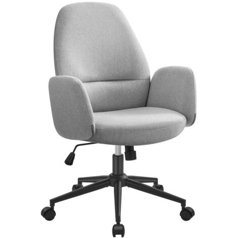 Silla de oficina sillón ergonómico con reposabrazos altura regulable giratorio estilo moderno respaldo alto cómodo asiento ancho tela algodón-lino gris 120006052