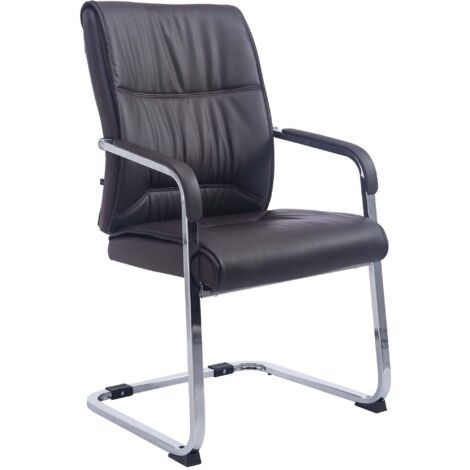 Silla de oficina sin ruedas, silla de visitas sin ruedas hasta 260 kg en PVC marrón 100002774