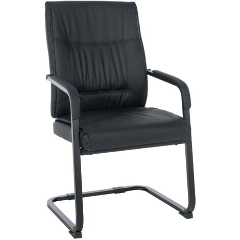 Silla de oficina sin ruedas silla de visitas sin ruedas hasta 260 kg PVC negro metal negro 100006948