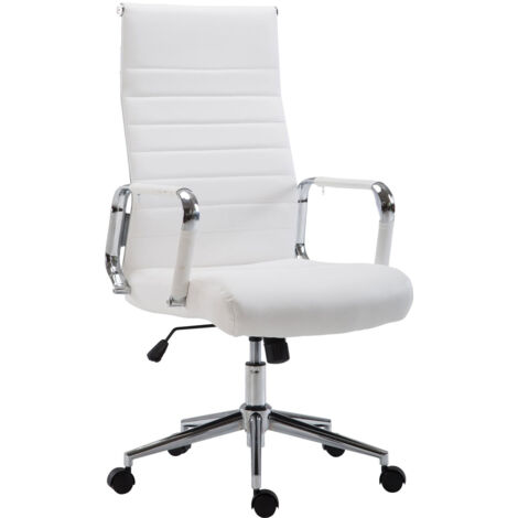Silla de oficina sintética blanca con asiento giratorio acolchado BUR10240