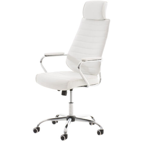 Silla de oficina sintética blanca con ruedas regulable en altura BUR10002